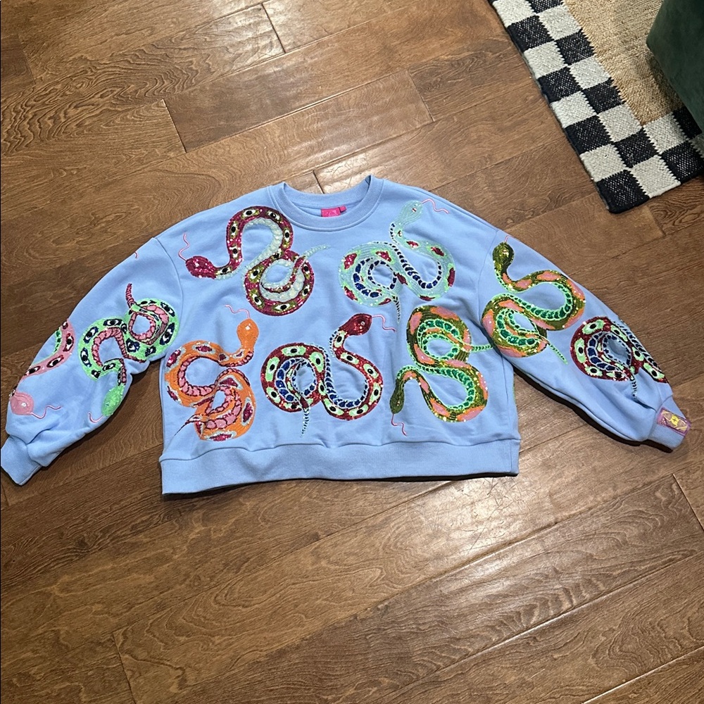 NWOT Queen Of Sparkles Light Blue XS Light blue sweatshirt